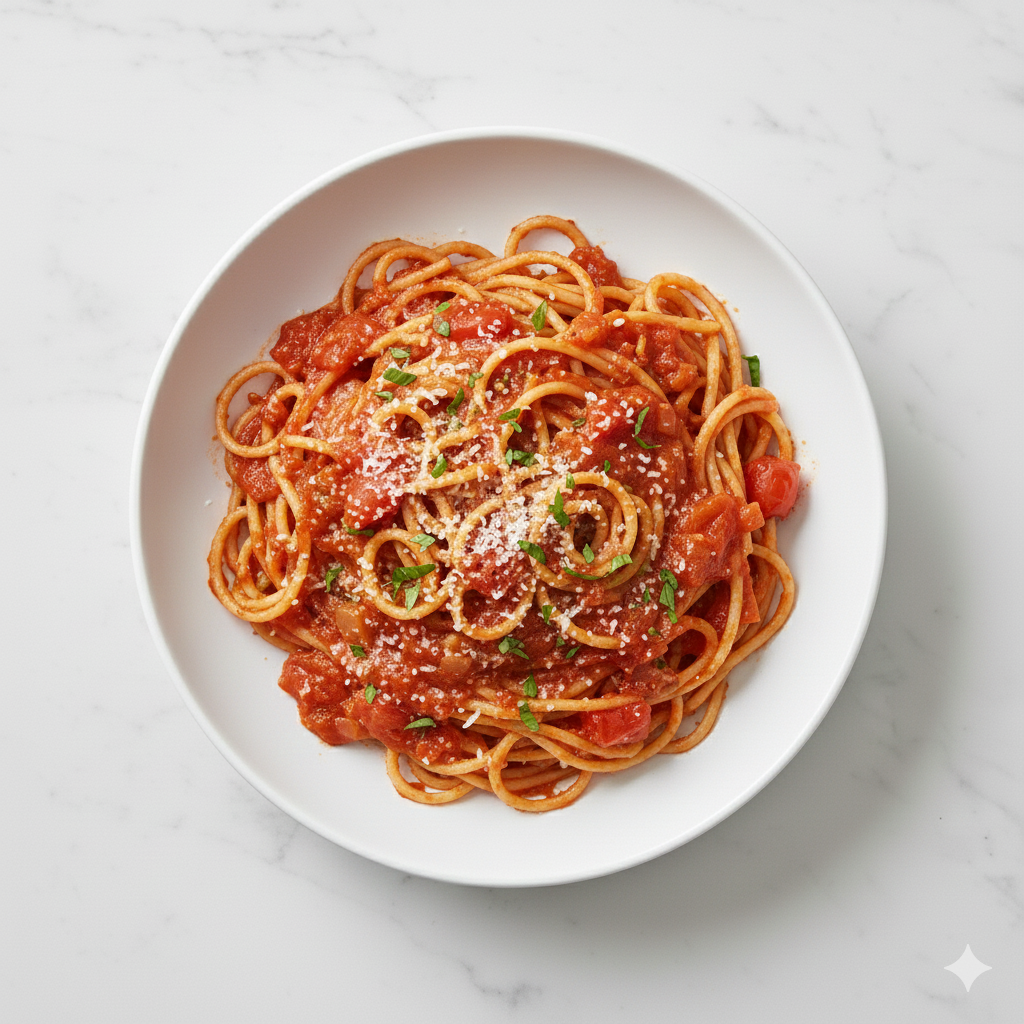 Pâtes de blé entier à la sauce tomate maison